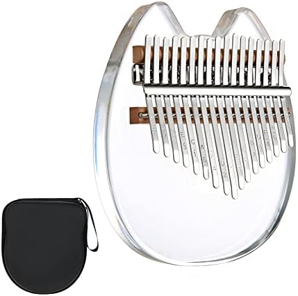 Clear Kalimba Thumb Piano, Transparent Crystal Kalimba 17 Key, Musical Instrument Gifts For Kids, Cat Shape Finger Piano, Acrylic Mbira