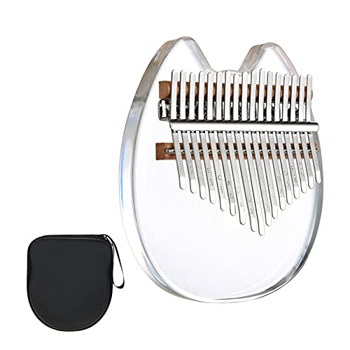 Clear Kalimba Thumb Piano, Transparent Crystal Kalimba 17 Key, Musical Instrument Gifts For Kids, Cat Shape Finger Piano, Acrylic Mbira #TOP2