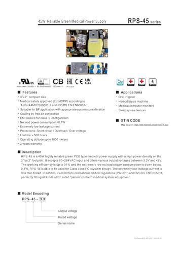 Alimentation à découpage RPS-45-12V compacte et efficace pour intégrations