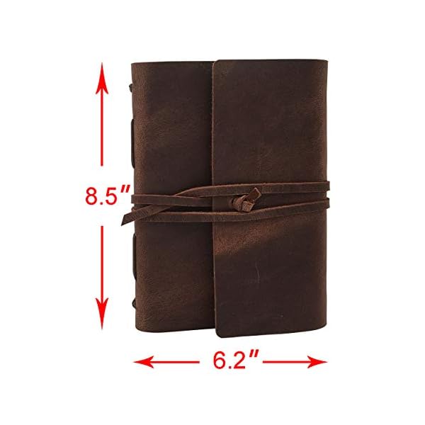 Handgemachtes Notizbuch aus Leder mit Kraftpapier 120 Blatt, A5, Braun – Bild 6