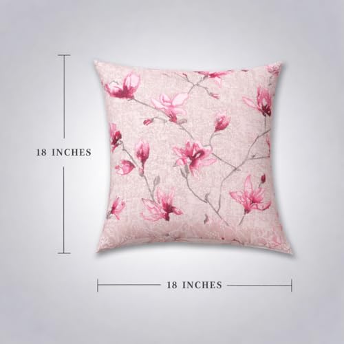 Image of Floral Throw Pillow Cover 18x18 Inch Set of 1, Square, Decorative Cushion Cover for Sofa Couch Bed, Vintage Flower Pillowcase for Living Room Bedroom Home Decor (Only Cushion Cover- Pink)