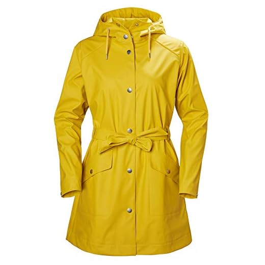 Helly Hansen Women's Kirkwall II Waterproof Belted Rain Coat with Hood, 344 Essential Yellow, Large