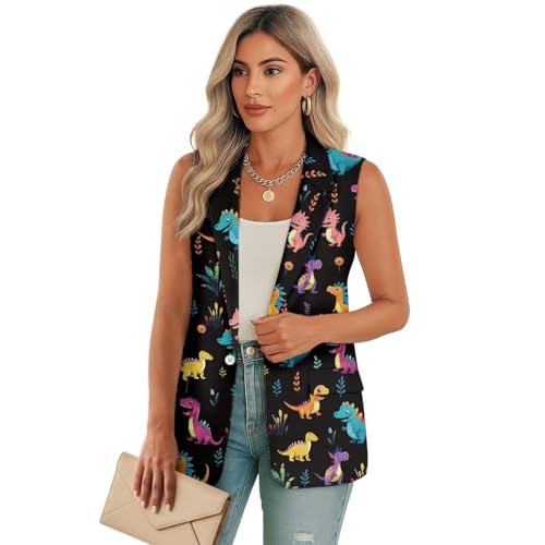 Sleeveless Vest Tops for Women One Button Casual Work Blazers Suit Jackets Lightweight Waistcoat with Pockets2