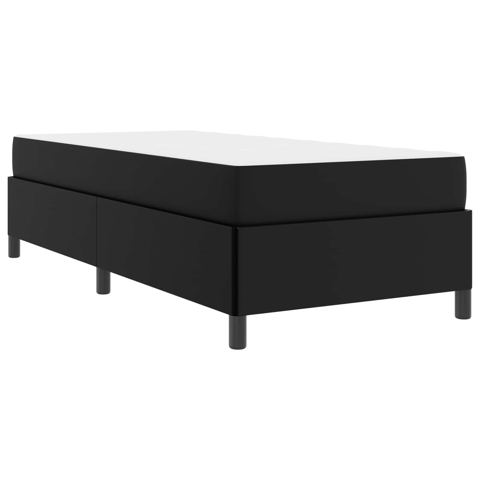 Einzelbett 80 x 200 cm Schwarz mit Taschenfederkernmatratze und Lattenrost Modernes Stoffbettgestell Holzwerkstoff Langlebig & Robust für Schlafzimmer Jugendzimmer Gästezimmer