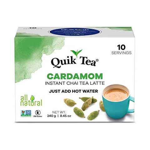QuikTea Cardamom Instant Chai Tea Latte - 10 Count Single Box - Superfood Antioxidant, Digestion Tea Cover