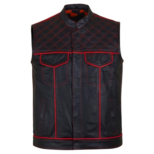 Image of .Men's Biker Rider Motorcycle club Motorbike stylish Genuine leather sleeveless vest