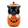 Dolomite Ceramic 11 x 63 Halloween Cookie Candy Jar with Airtight Lid Perfect for Kitchen Canisters Pet Treat Containers Fall Decorative Candy Dish Black Cat Pumpkin
