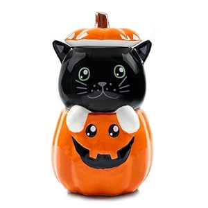 Dolomiteceramic11x63halloweencookiecandyjarwithairtightlidperfectforkitchencanisterspettreatcontainersfalldecorativecandydishblackcatpumpkin Urban Country Home Decor Dolomite ceramic 11 x 63 halloween cookie candy jar with airtight lid perfect for kitchen canisters pet treat containers fall decorative candy dish black cat pumpkin urban country home decor