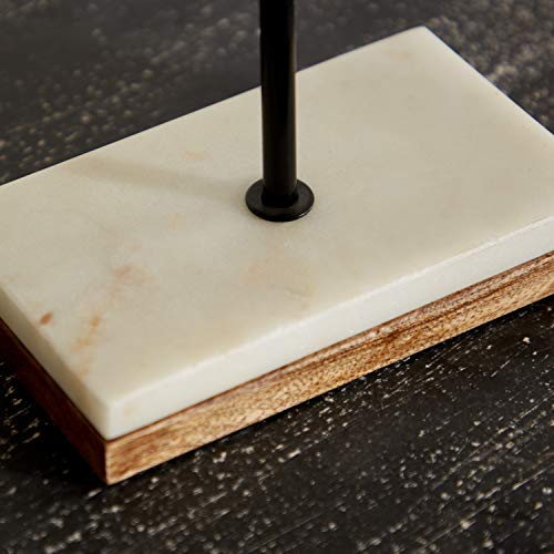 Deco 79 Mango Wood Geometric Circle Sculpture With Marble Stand, 9" X 4" X 14", Brown #TOP5