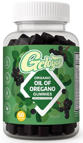 Oregano Oil Gummies with Black Seed Oil for Kids and Adults, Enhanced with Elderberry, Olive Leaf, Zinc, Vitamin C & D3, Garlic & Turmeric Supplement, Digestive & Immue Support - Vegan, 60 Counts