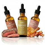 Alfi's Vitalöl Juego de 3 boosters veganos con sabor a carne Omega 3 y 6 de onagra, oliva y aceite de linaza 100 % vegetal, rico en nutrientes (juego de 3, Steaktasty Golden Chicken Piggy Pop)