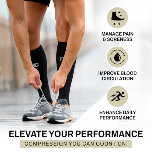 Running Marathon Socks - Calf-Length Travel and Sports Compression Socks for Foot and Ankle Support, Unisex3