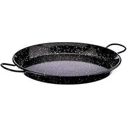 Paellera 36 La Valenciana 36 cm Acero esmaltado para Cocina de inducción Paella de cerámica con Asas, Negro, Metal