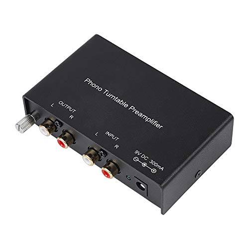 ASHATA Préampli Phono, Préamplificateur Phono à Deux canaux, Suppression du Bruit, Préamplificateurs de Basse Lourde pour mixeur, périphérique d'enregistrement Audio,
