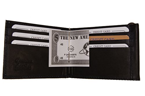 Leather Mens Wallet Spring Money Clip Z Shape Trifold Bifold Money Clip Black credit card Organza B2