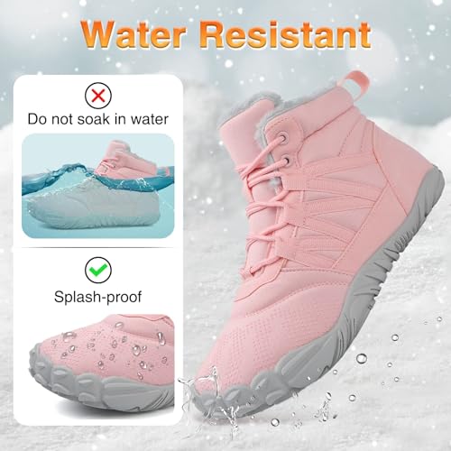 Image of Womens Mens Barefoot Boots Shoes Minimalist Winter Snow Boots Warm Ankle Booties Zero Drop Sole Wide Toe Box Slip on Sneakers