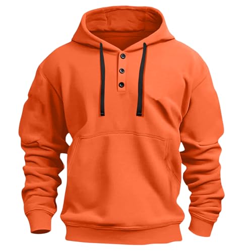 Hoodies For Men Button Down Jogger Cargo Sweatshirt Fall Fleece Long Sleeve Drawstring Pullover With Kangaroo Pocket4