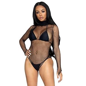 LEG AVENUE Turtleneck Fishnet Teddy, één maat,