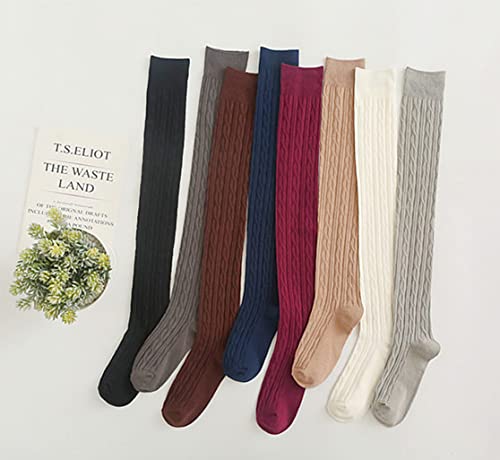 Women Over Knee Socks Thigh High Socks Cotton Knitted Stockings Braided Thin Long Boots Socks Gift3