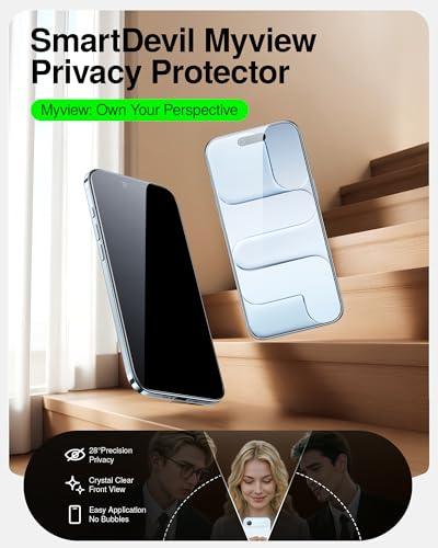 Image of SMARTDEVIL 2 Pack Tempered Glass for iPhone Air Privacy Screen Protector | Military-Grade Shatterproof Protection, 9H Hardness, Anti-Spy Privacy Film, Fast & Easy Installation, Case Friendly Design