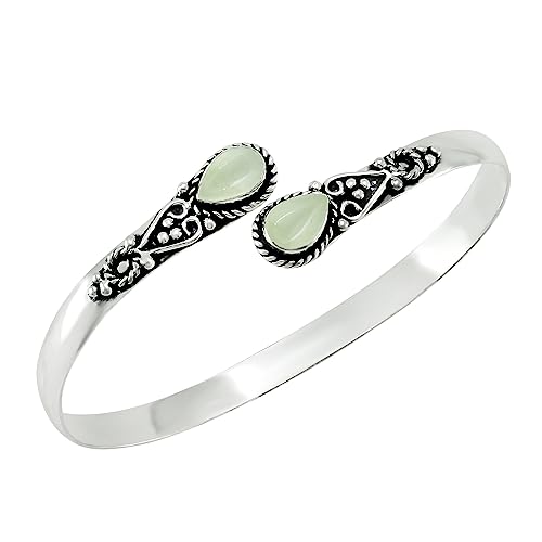 925 Silver Plated Natural Prehnite Cuff...