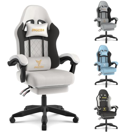 Image of Racingreat Ergonomic Gaming Chair with Footrest for Adults (White)