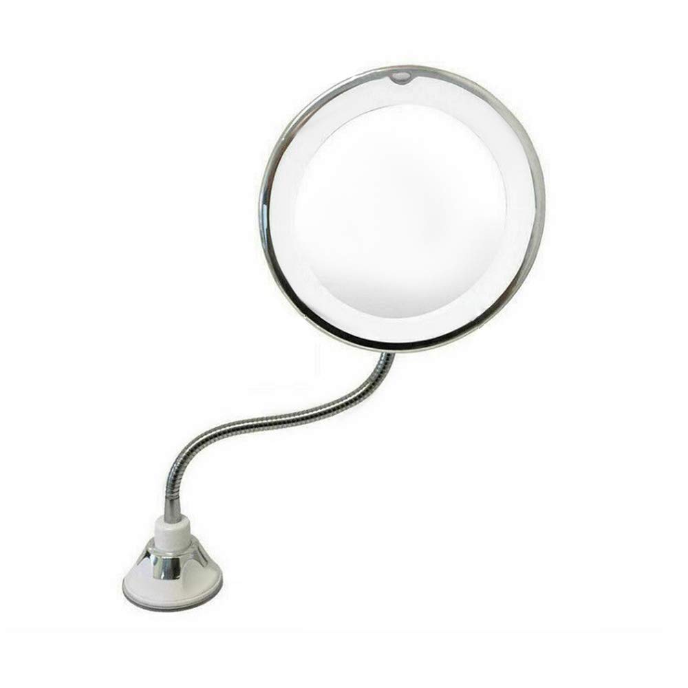 Specchio cosmetico flessibile illuminato 10X girevole a 360° specchio cosmetico con illuminazione a ventosa