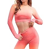 umifyxioy Damen Sportanzüge Jogginganzug Sport Sets Hosen und Sport Crop Top 2 Stücke Bekleidungssets Yoga Outfit Freizeitanzug Sportswear 1