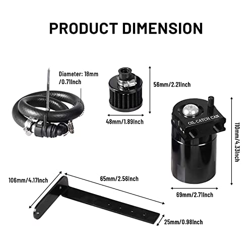 Image of 350ml Aluminum Oil Catch Can 2-Port Oil Separator Tank Compatible with Ford F150 2.7EB 3.5EB 5.0L Passenger Side 2011-2021, Expedition 3.5L EcoBoost 2