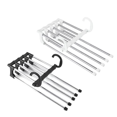 Genérico - Kit 2 Cabides Dobráveis para Calças - 5 Espaços Reforç...