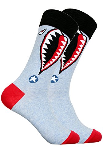 Mens Novelty Fighter Plane Shark Socks