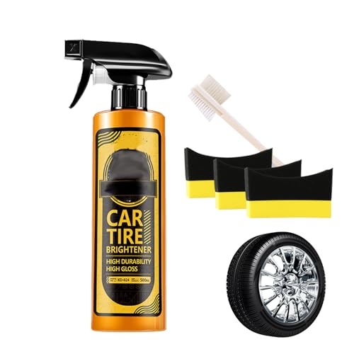Shine de rueda del automóvil, spray de brillo de neumáticos para automóvil - Kit de restauración de protectores de 500 ml de spray | La esponja incluye el mantenimiento neutral de la rueda automotriz