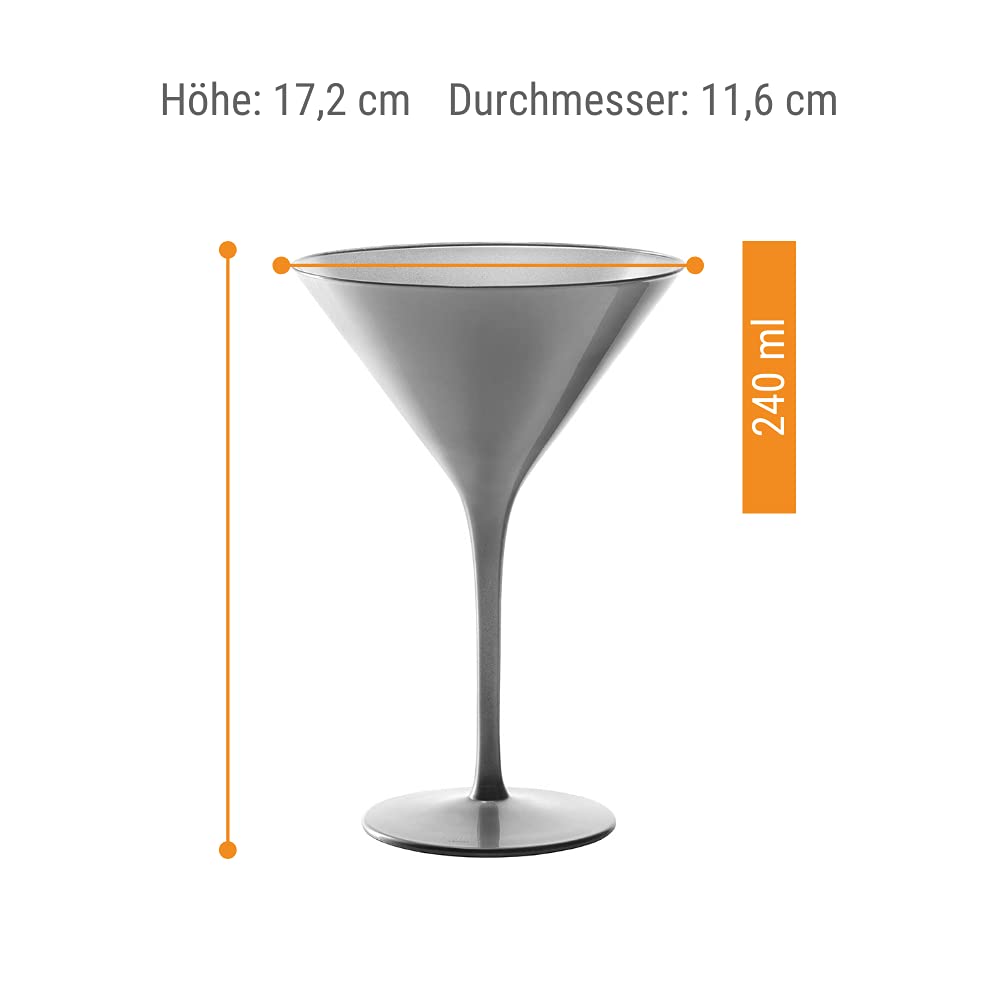 Stölzle Lausitz Olympia Martini Glass, Black/Silver - Set Of 6