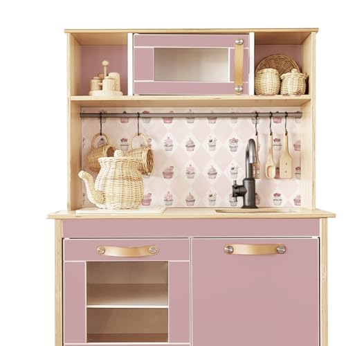 Mica-Mica Lámina adhesiva para cocina de juegos Ikea Dukig: personalizar la cocina infantil y hacer pimpas con adorables cupcakes (palo de rosa) – de alta calidad, 100% libre de PVC, lámina trasera