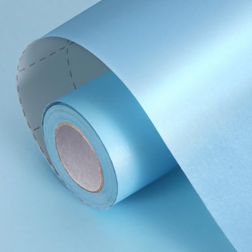Sky Blue Wrapping Paper 17inch x 33ft Solid Color Pearly Lustre Paper Light Blue Craft Gift Wrapping Paper for Baby Shower Wedding Valentines Day Birthday Christmas Easter DIY Invitations