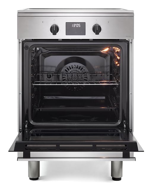 Cucina con forno elettrico, 60x60 cm, Inox, 4 fuochi