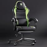Dowinx Ergonomic Gaming Chair with Pocket Spring Cushion and Massage Lumbar Support, High Back Leather Video Game Chair for Adults, Office - 200kg Green