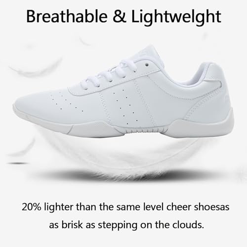 White Cheer Shoes Girls Dance Athletic Women Gymnastic Training Tennis Competition Sneakers Flexible Leather Cheerleading Tumbling Kid Youth Adult4