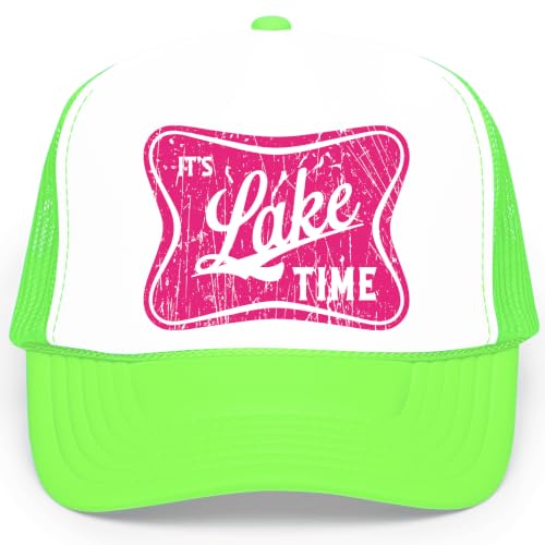 Image of It's Lake Time Summer Classic 5 Panel Foam Front Mesh Snap Back Trucker Hat