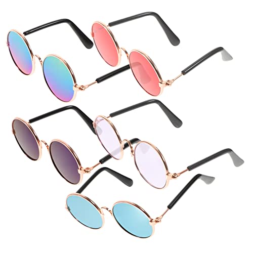ROMISBABA 5 peças óculos de sol para animais de estimação óculos chique para cães e gatos proteção ocular atraente e divertida acessórios de moda para fotografia e passeios ao ar