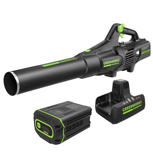 Greenworks 82V Brushless (760 CFM / 140 MPH) Cordless Leaf Blower, 4.0Ah Battery and Dual Port Charger (Great for Landscapers and Professionals)