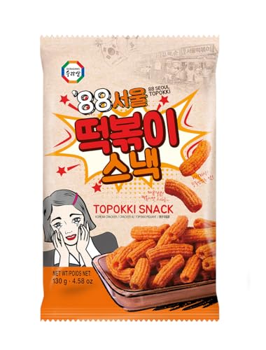Surasang Tteokbokki Chips Korean Sweet and Spicy Puffs - Crispy Korean Chips, Street Food Flavor, Korean Snacks Tteokbokki Taste