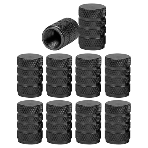 10 Pcs Tyre Valve Caps, Dust Caps for Car Tyres, Black Tire Valve Stem Caps, Durable Aluminum Tyre Dust Caps for Cars, Bike and Bicycle, Trucks, Motorcycles