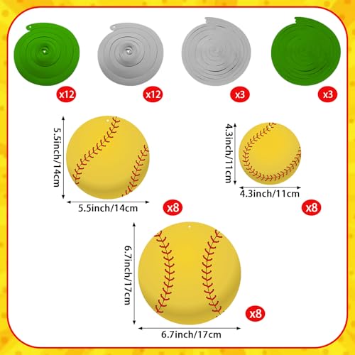 Image of 54Pcs Softball Hanging Swirls Party Decorations Softball Theme Birthday Party Decorations Supplies Sports Ball Cutouts Hanging Swirl Ceiling Streamers for Kids Girls Boys