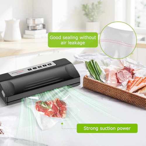 Bonsenkitchen Vacuum Sealer Machine with 5 Bags, Black/Silver - image 5
