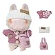 Hurifeng Puppenkleidung – Süßes Strickset für 17 cm Plüschpuppen, rosa-weißes Design, perfekte Geschenkidee für Kinder und Sammler