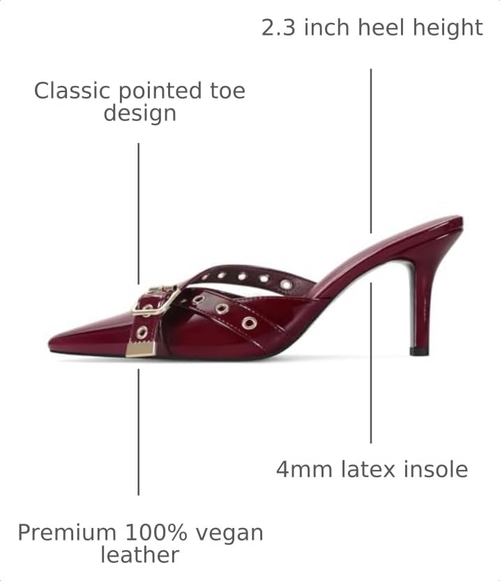 Image of Dsevht Black Kitten Heels for Women Pointed Closed Toe Dressy Bow Heel Vintage Heeled Mules Sexy Pointy Studded Slip on Stiletto Pump Shoes
