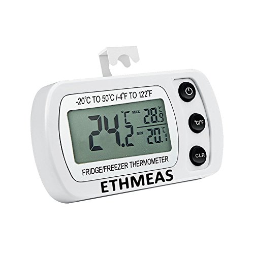 ETHMEAS Digital Refrigerator Thermometer, Fridge Freezer Room Thermometer Waterproof ℃/℉ Switch Max/Min Record