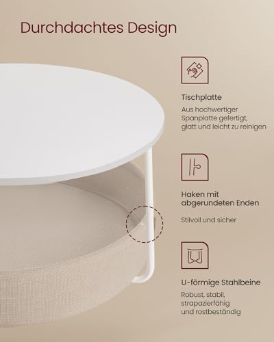 Runder Nachttisch und Couchtisch mit Stauraum von Vasagle