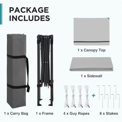 EAGLE PEAK 6x4 Instant Pop Up Canopy Tent with 1 Sidewall, Gray by EAGLE PEAK - Used condition - Image 9